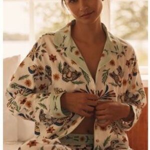 NWT Anthropologie Floral Tiger Print Pajama (Top Only) 100% Cotton